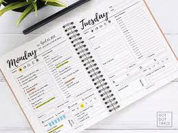 Image of a daily planner with Monday and Tuesday displayed